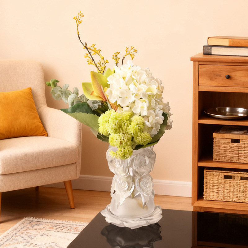 Proces odlévání ztraceného vosku Skleněná domácí dekorace Křišťálová skleněná váza „Růžová váza“