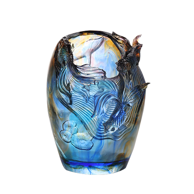 Skleněná váza: Luxusní a důmyslná květinová výzdoba do obývacího pokoje Křišťálové sklo Umělecký konzervovaný držák květin Dekorativní ozdoba domácího jídelního stolu „Přidání květin do brokátu“