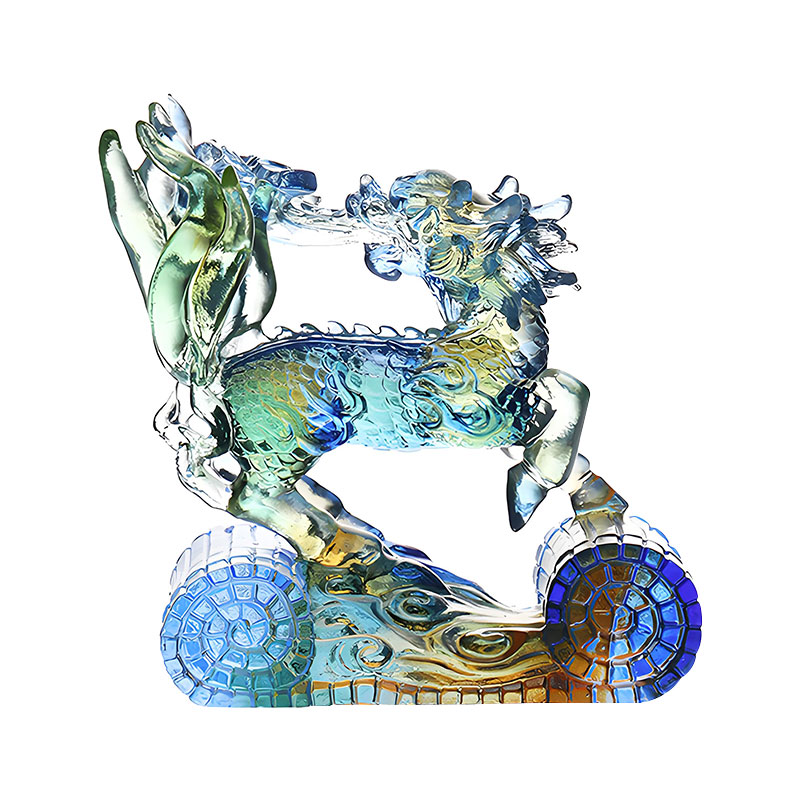 Moudrost Kirin Modrá Jantarově Zelená Skleněná Křišťálová Ornament