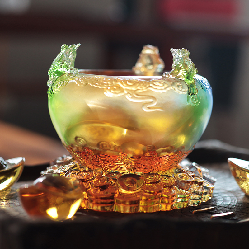 Křišťálová skleněná miska s pokladem Cornucopia