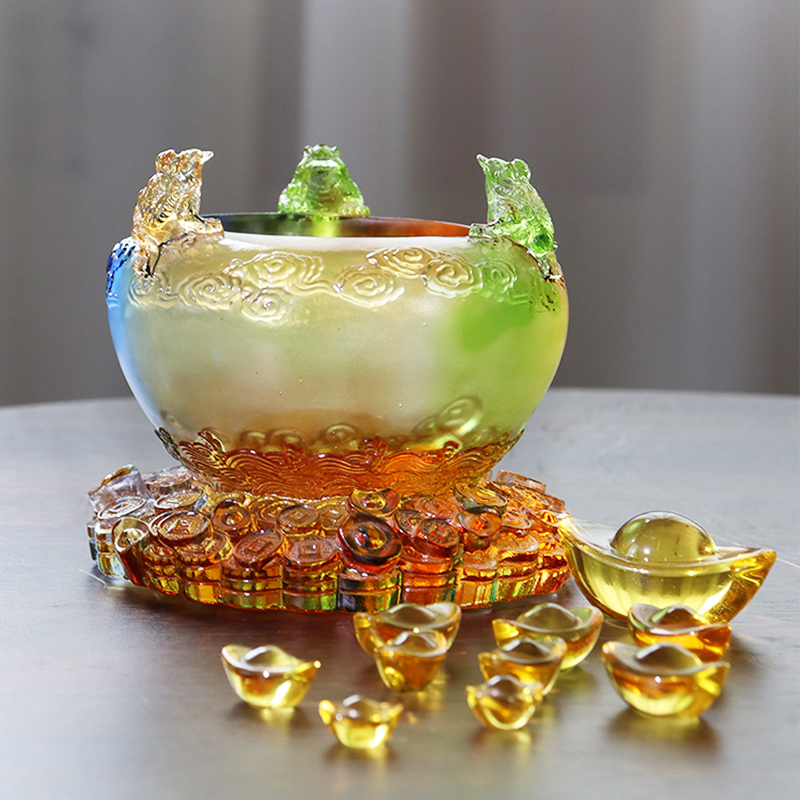 Křišťálová skleněná miska s pokladem Cornucopia