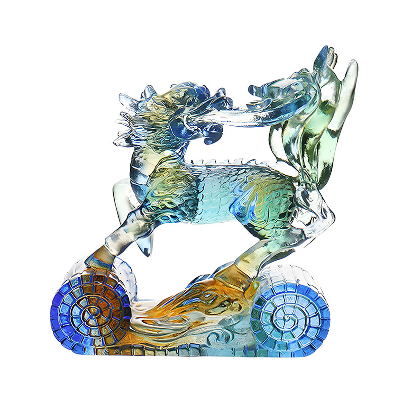 Moudrost Kirin Modrá Jantarově Zelená Skleněná Křišťálová Ornament