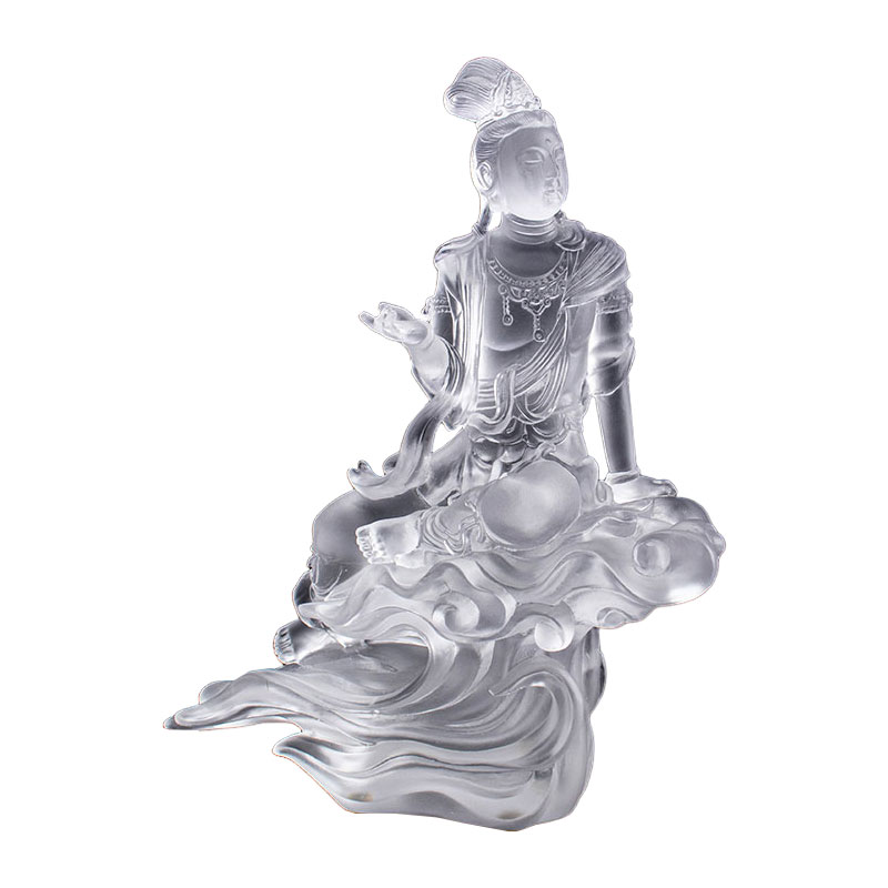 Průhledná skleněná plastika Avalokiteśvara Bodhisattvy