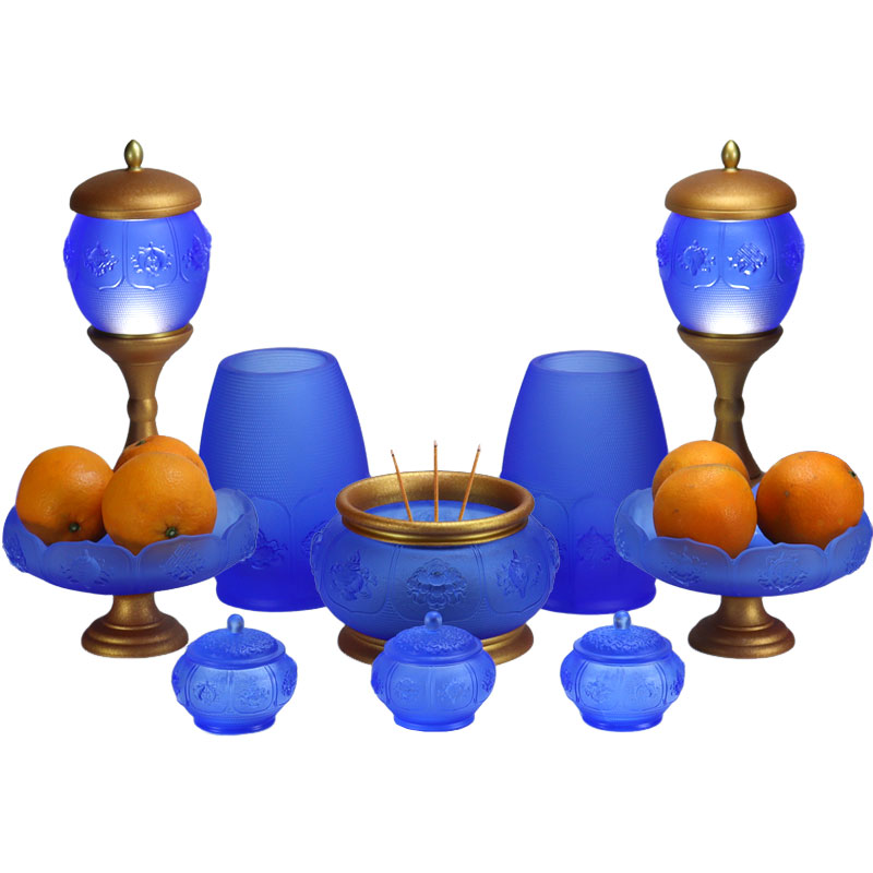 Osm pokladů Lotus série Buddhist Altar Crystal Glass Offerings Set