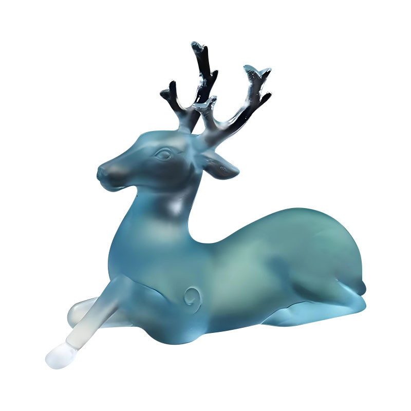 Modrý skleněný držák na kartáč ve tvaru jelena