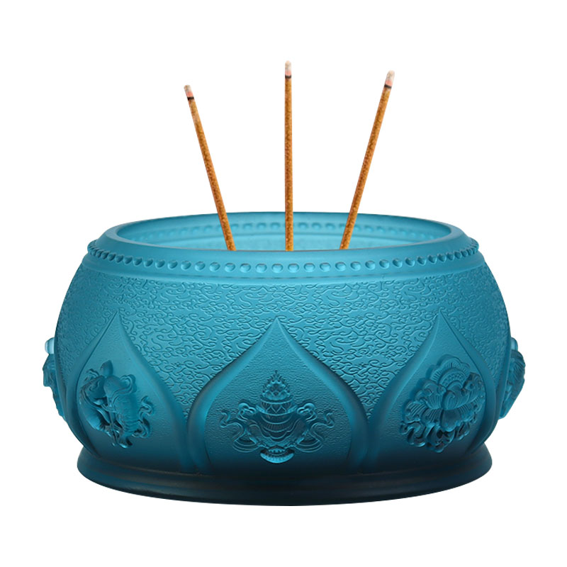 Královská modř Osm příznivých symbolů Nabídka křišťálového skla z buddhistického oltáře