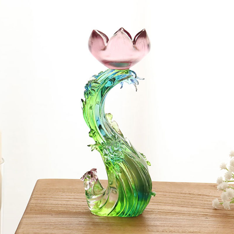 Křišťálový skleněný svícen ve tvaru lotosu