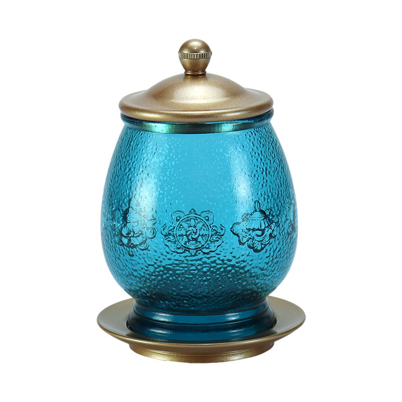 Královská modř Osm příznivých symbolů Nabídka křišťálového skla z buddhistického oltáře