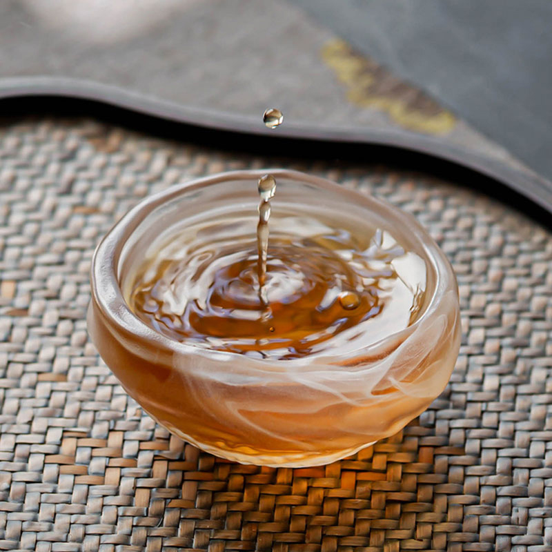 Čajový set z průhledného skla s konvičkou, šálkem