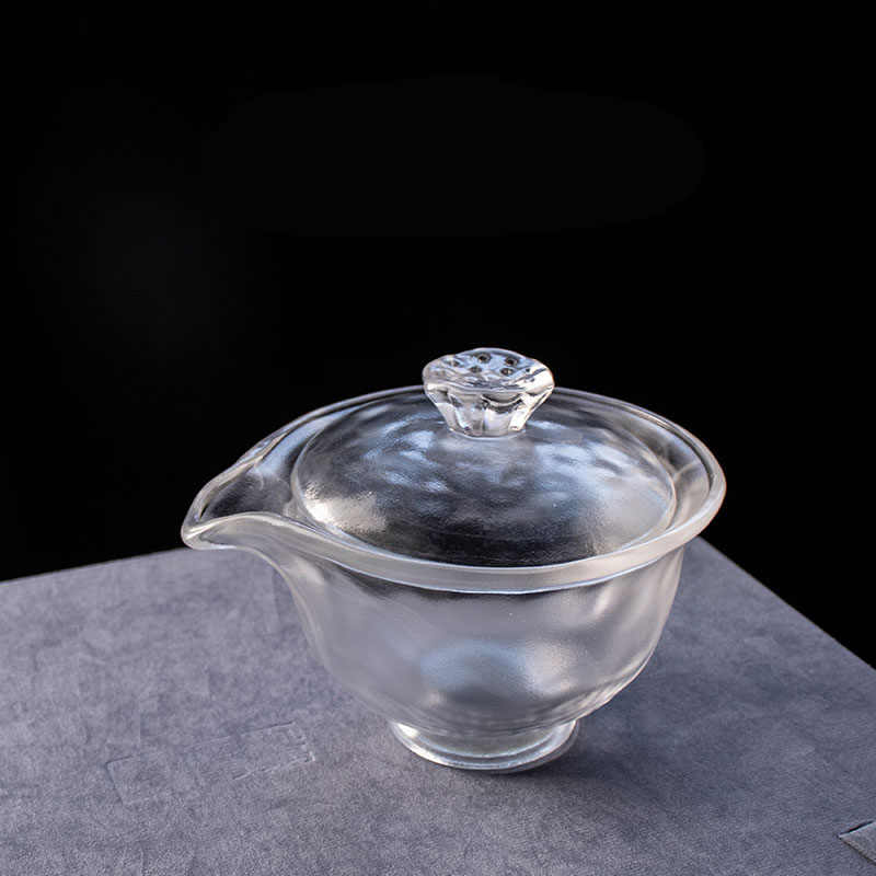 Čajový set z průhledného skla s konvičkou, šálkem