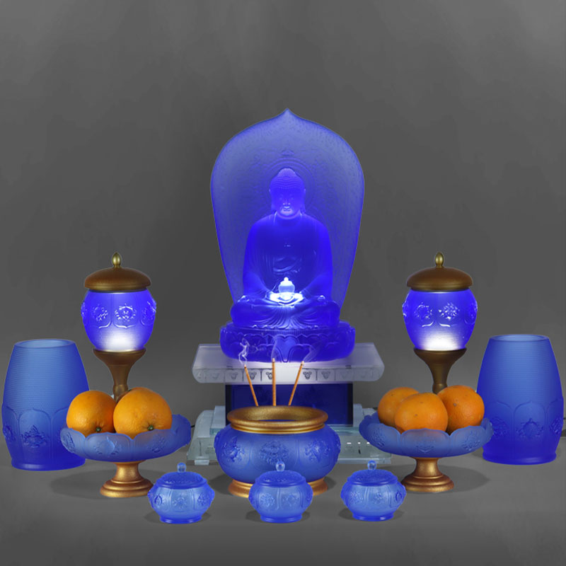 Osm pokladů Lotus série Buddhist Altar Crystal Glass Offerings Set